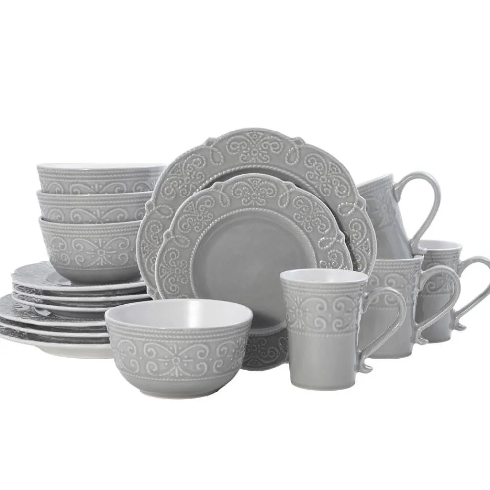 Abby Gray 16 Piece Dinnerware Set, Service for 4