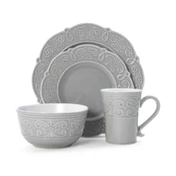 Abby Gray 16 Piece Dinnerware Set, Service for 4