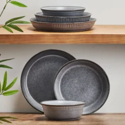 Amara Slate 6 Piece Dinnerware Bowl Set, Service for 2