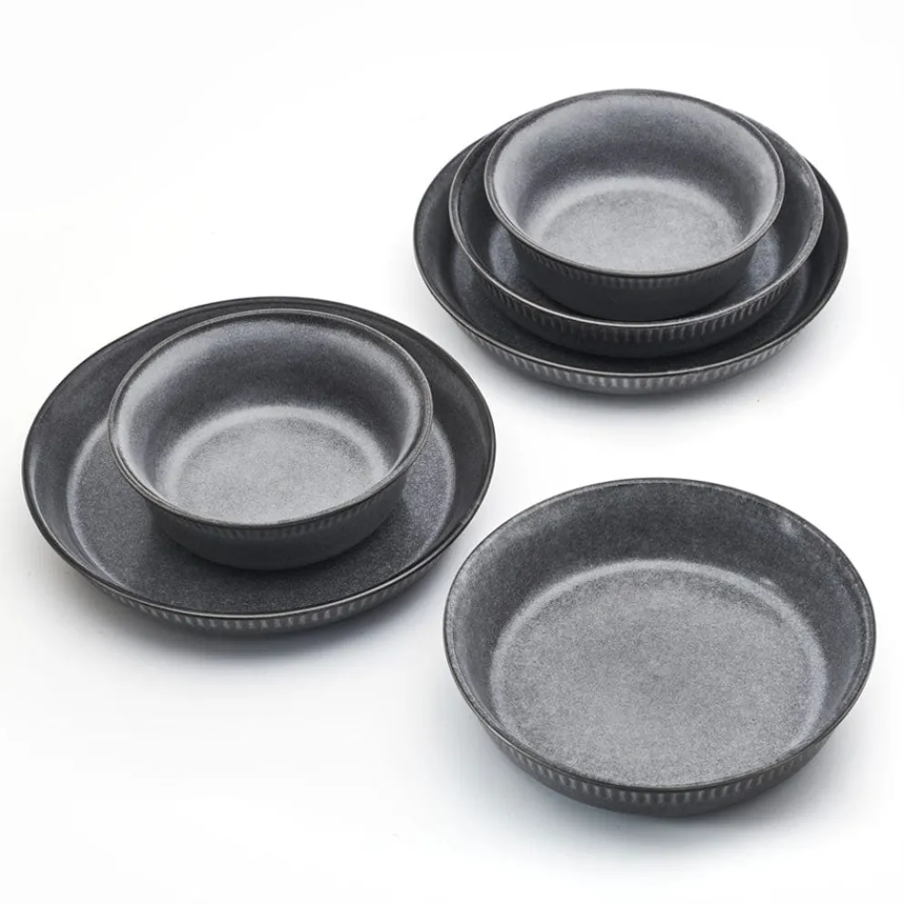 Amara Slate 6 Piece Dinnerware Bowl Set, Service for 2