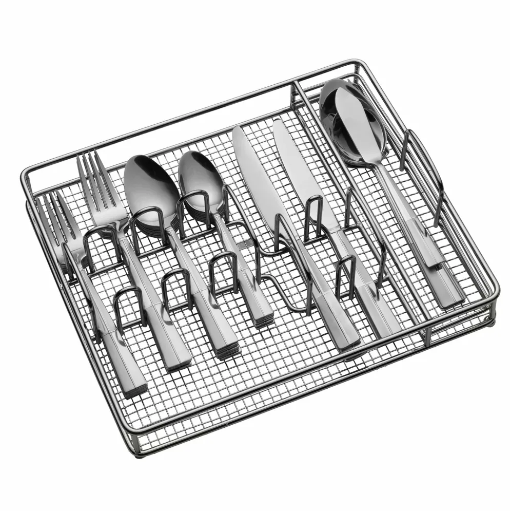 Arabesque Frost 42 Piece Flatware Set with Caddy, Service for 8
