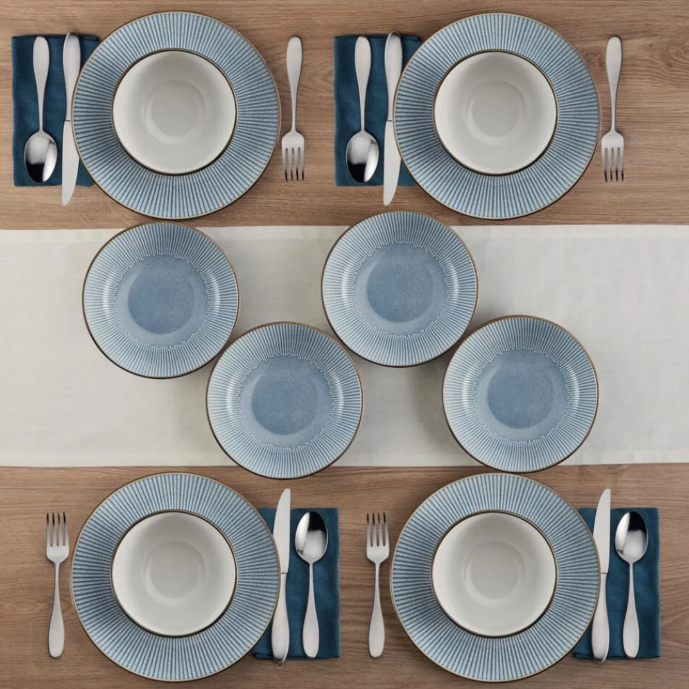 Arlie Blue 12 Piece Pasta Dinnerware Set, Service for 4