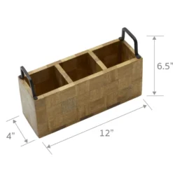 Avery Checkered Flatware Wood Caddy