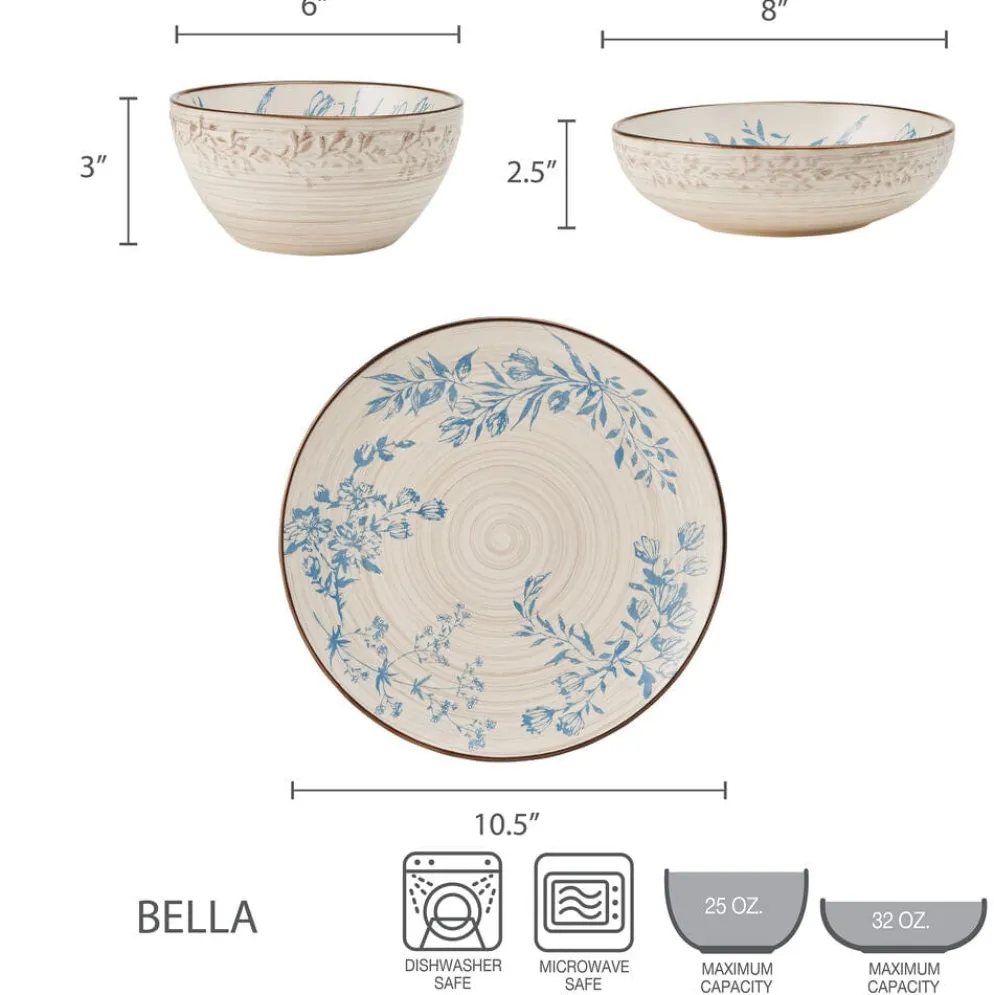 Bella 12 Piece Dinnerware Set, Service for 4