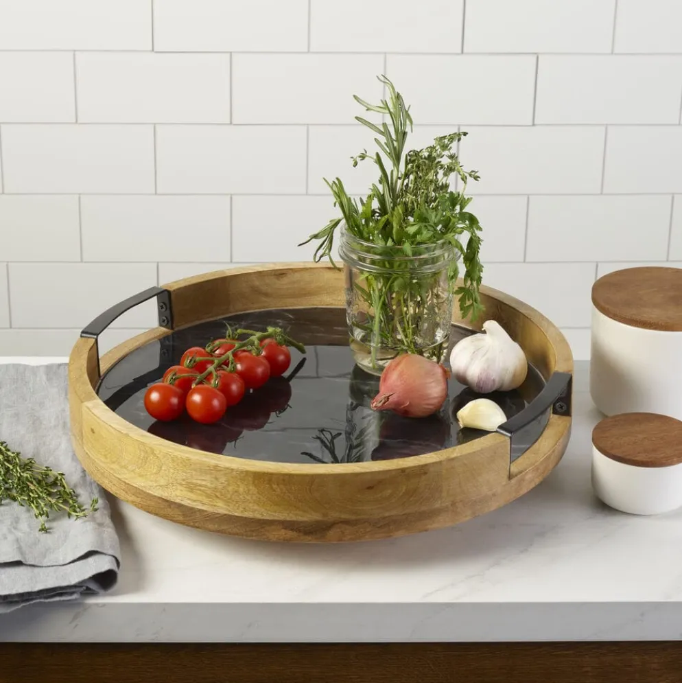 Black Marble Lazy Susan Serve Tray