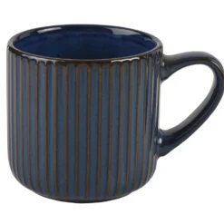Blue Ribbed Mug