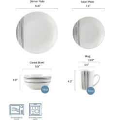 Brushed Lines 16 Piece Dinnerware Set, Service for 4