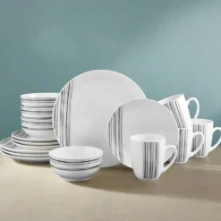 Brushed Lines 16 Piece Dinnerware Set, Service for 4