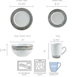 Bryson White 16 Piece Dinnerware Set, Service for 4