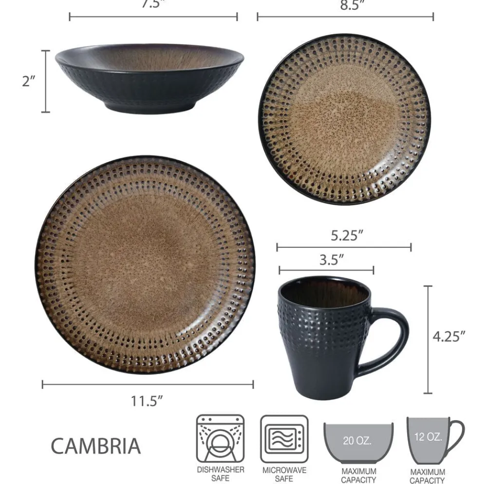 Cambria 16 Piece Dinnerware Set, Service for 4