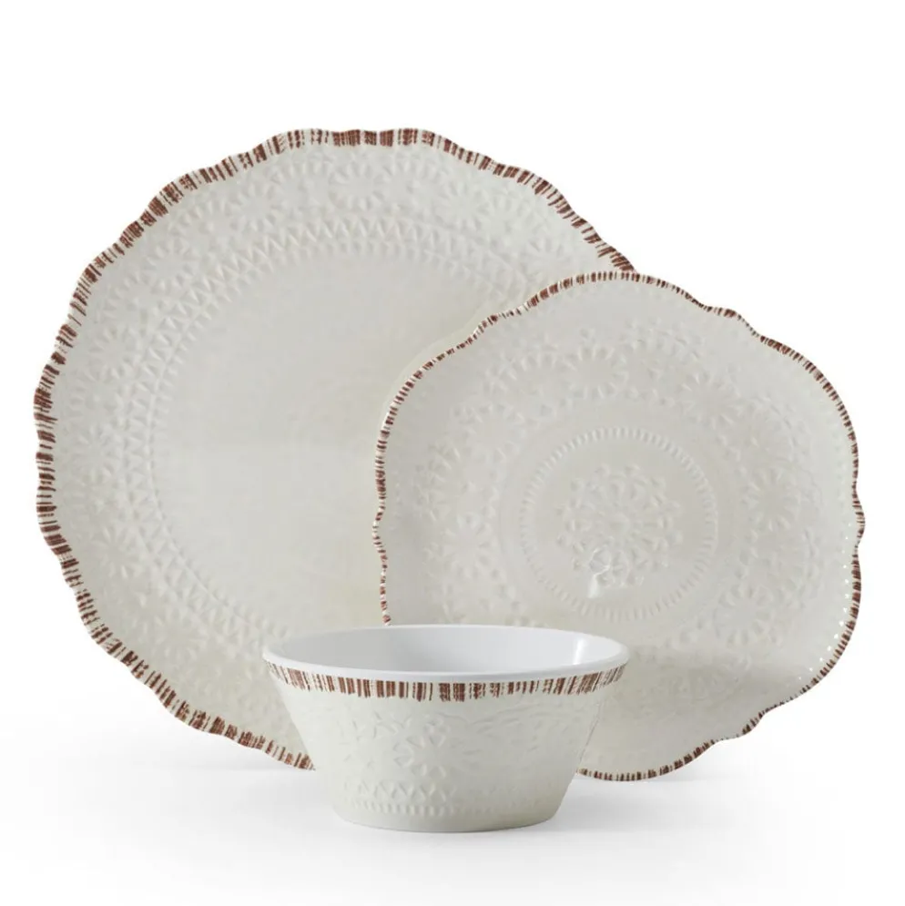 Chateau Cream 12 Piece Outdoor Melamine Dinnerware Set, Service for 4