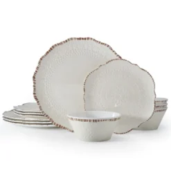 Chateau Cream 12 Piece Outdoor Melamine Dinnerware Set, Service for 4