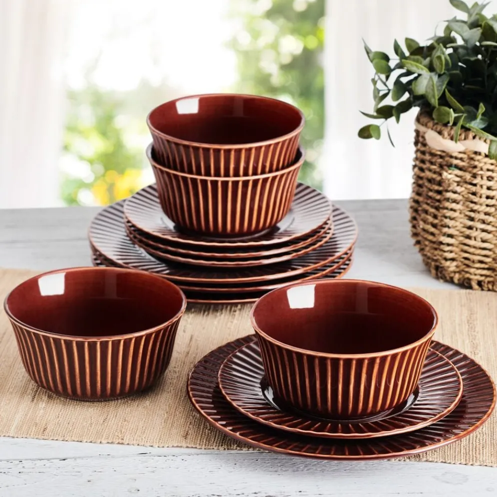Dannie Red 12 Piece Dinnerware Set, Service for 4
