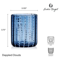 Darbie Angell Dappled Clouds Cobalt Set of 4 Double Old Fashioned Glasses