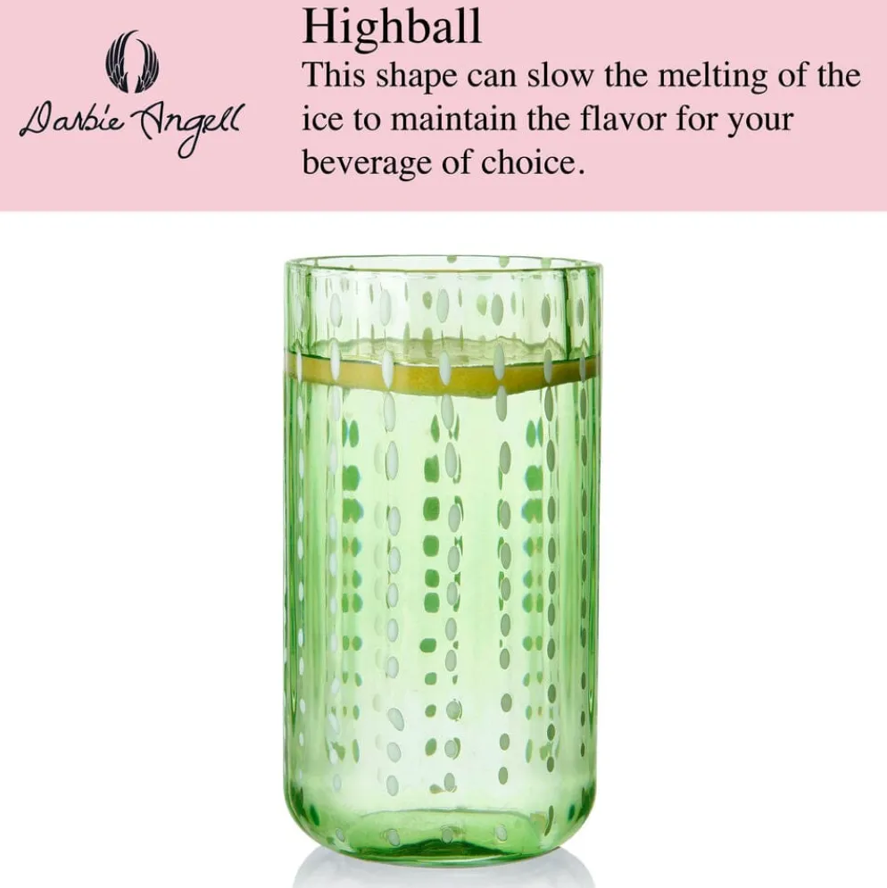 Darbie Angell Dappled Clouds Seafoam Set of 4 Highball Glasses