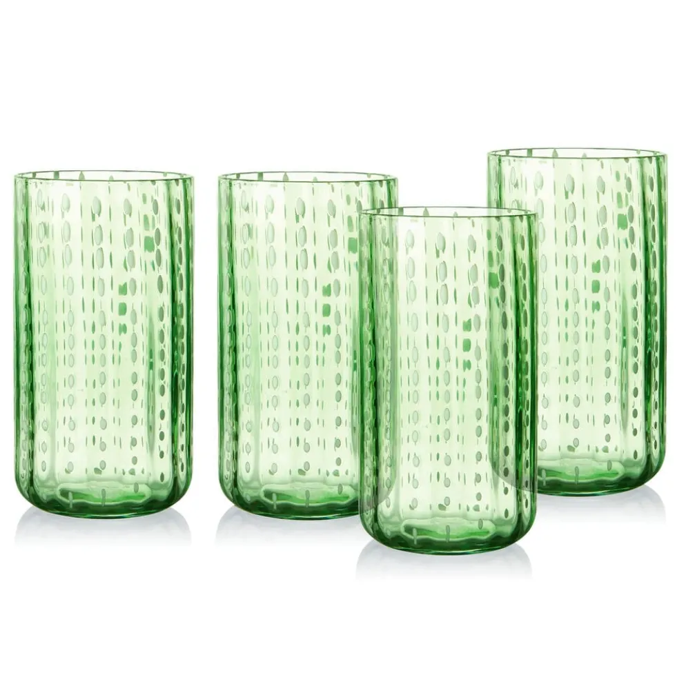 Darbie Angell Dappled Clouds Seafoam Set of 4 Highball Glasses