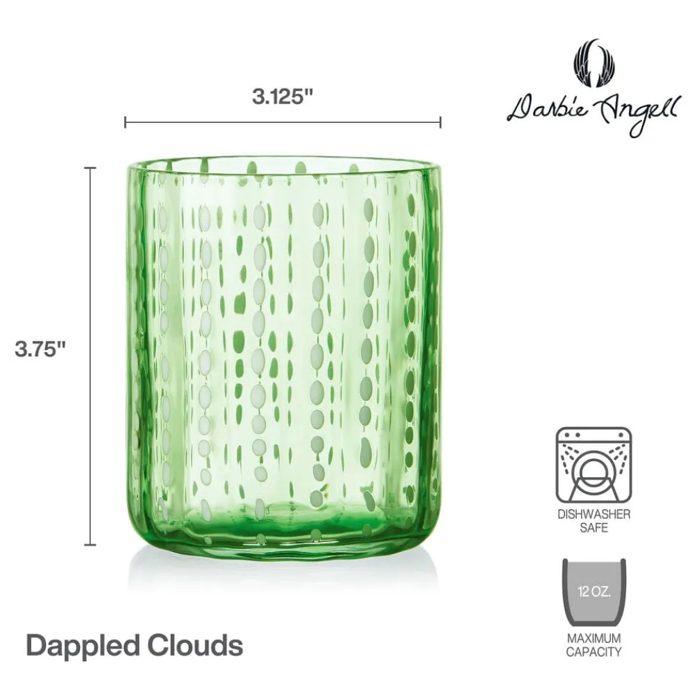 Darbie Angell Dappled Clouds Seafoam Set of 4 Double Old Fashioned Glasses
