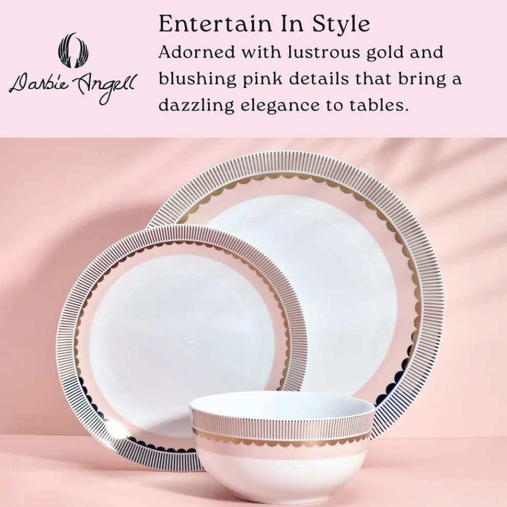 Darbie Angell Golden Charm Metallic 12 Piece Dinnerware Set, Service for 4