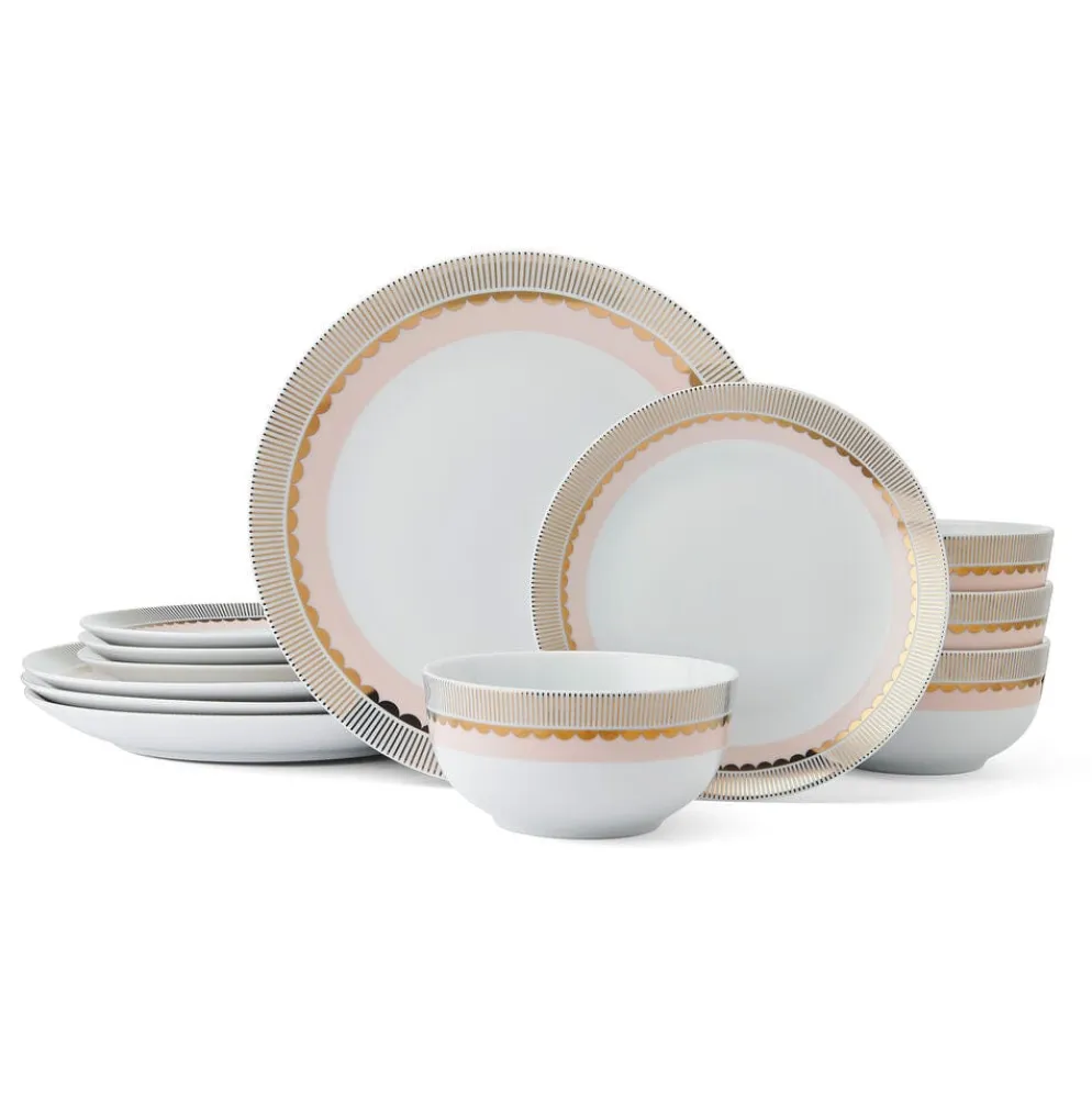 Darbie Angell Golden Charm Metallic 12 Piece Dinnerware Set, Service for 4