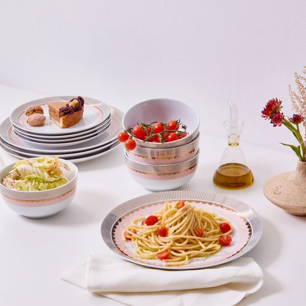 Darbie Angell Golden Charm Metallic 12 Piece Dinnerware Set, Service for 4