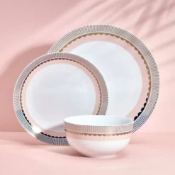 Darbie Angell Golden Charm Metallic 12 Piece Dinnerware Set, Service for 4