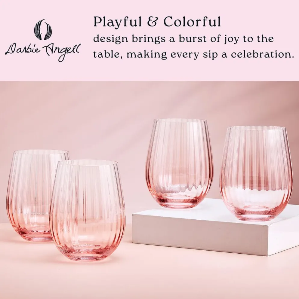 Darbie Angell Good Day Blush Set of 4 Stemless Wine
