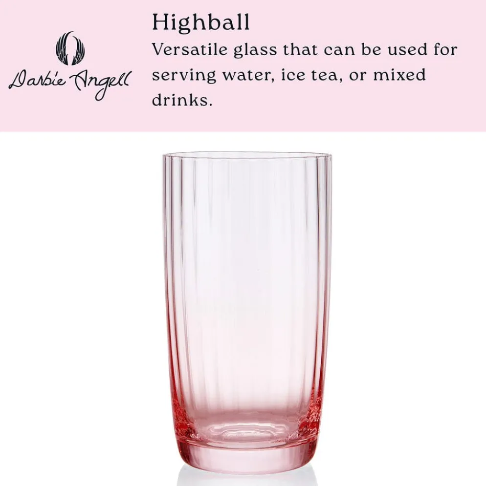 Darbie Angell Good Day Blush Set of 4 Highball Glasses