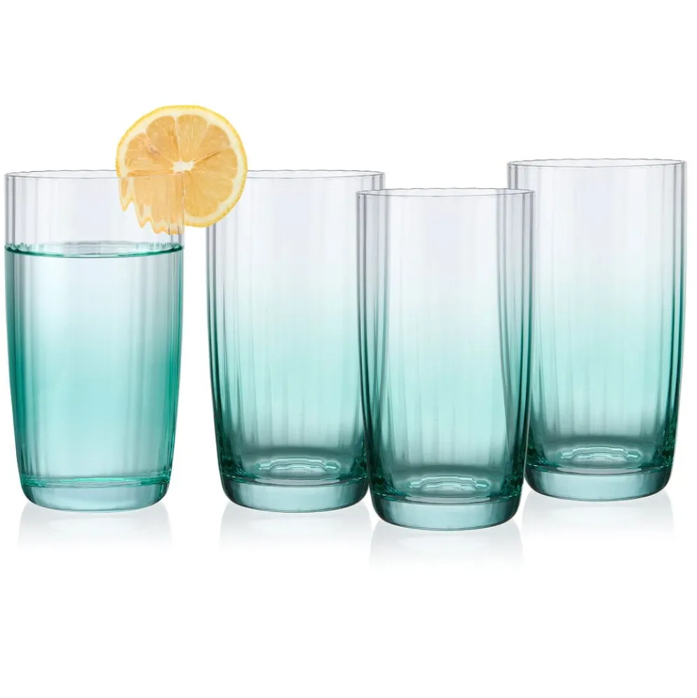 Darbie Angell Good Day Teal Set of 4 Highball Glasses