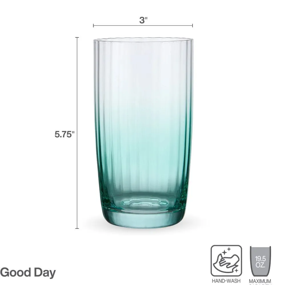 Darbie Angell Good Day Teal Set of 4 Highball Glasses