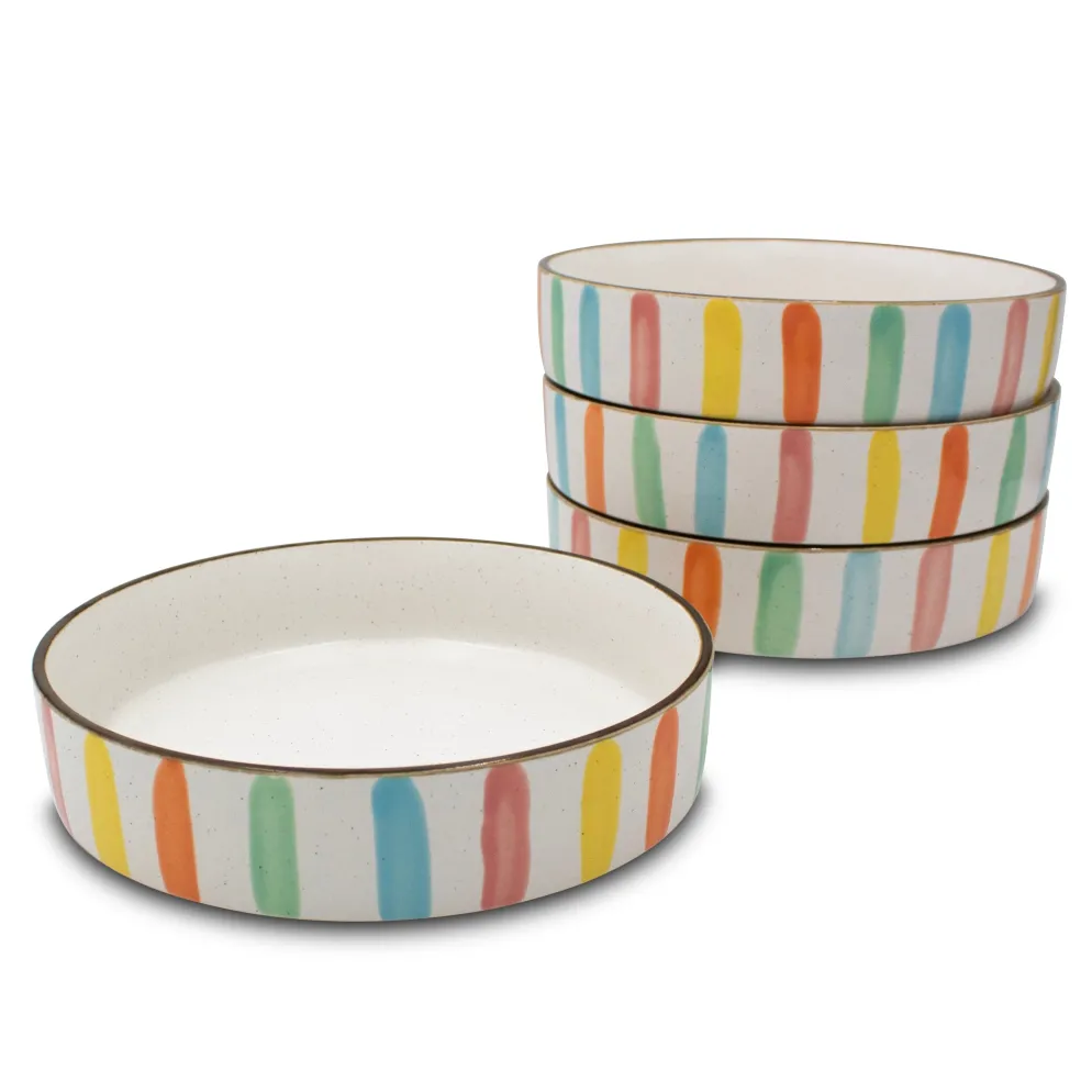 Darbie Angell Happy Spring Summer Set of 4 Pasta Bowls