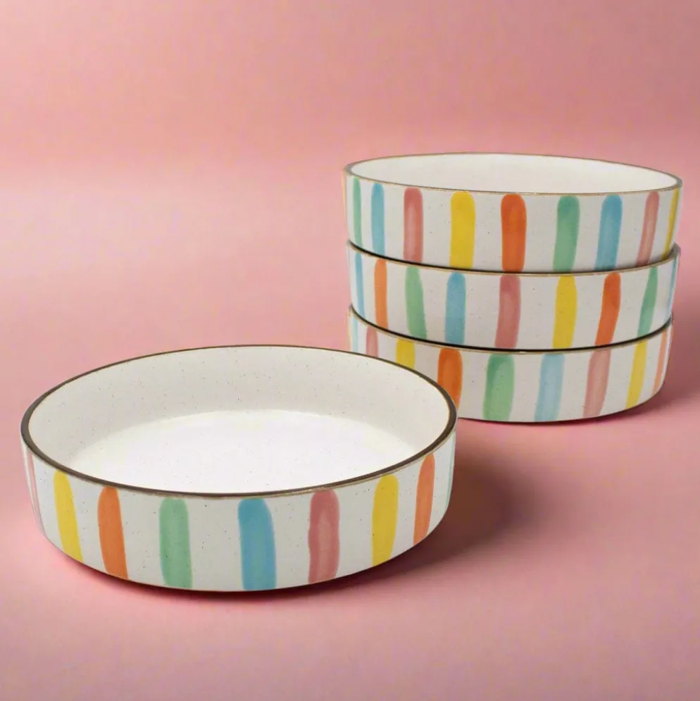 Darbie Angell Happy Spring Summer Set of 4 Pasta Bowls