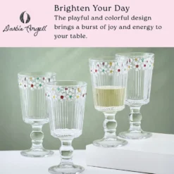 Darbie Angell Painted Daisy Set of 4 Goblets