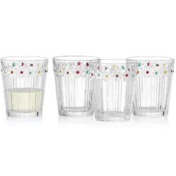 Darbie Angell Painted Daisy Set of 4 Double Old Fashioned Glasses