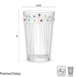 Darbie Angell Painted Daisy Set of 4 Highball Glasses