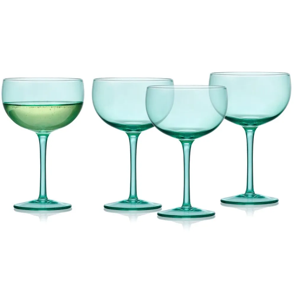 Darbie Angell Vibrance Teal Set of 4 Coupe Cocktail Glasses