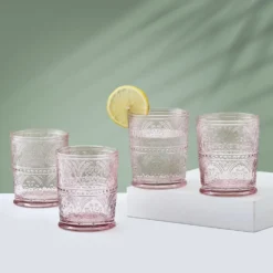 Darbie Angell Wanderlust Blush Set of 4 Double Old Fashioned Glasses
