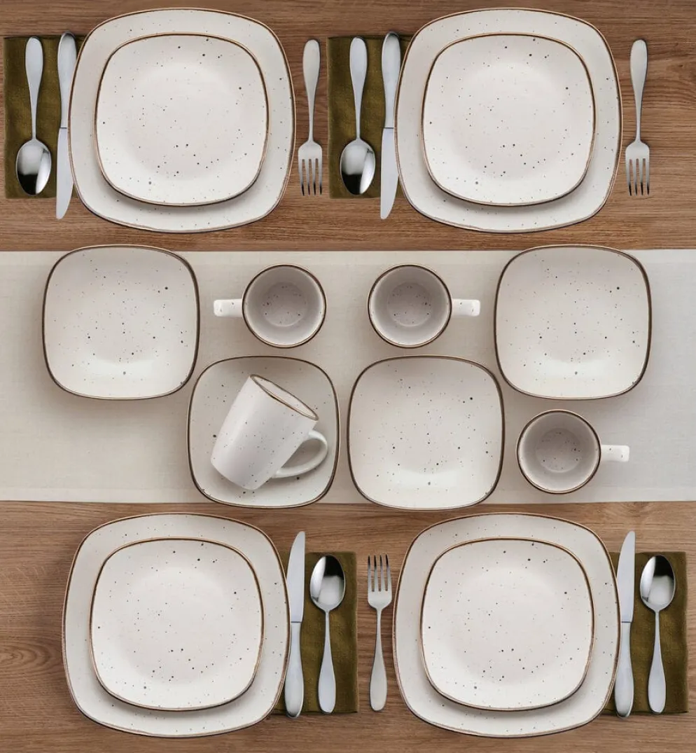 Decker White 16 Piece Dinnerware Set, Service for 4