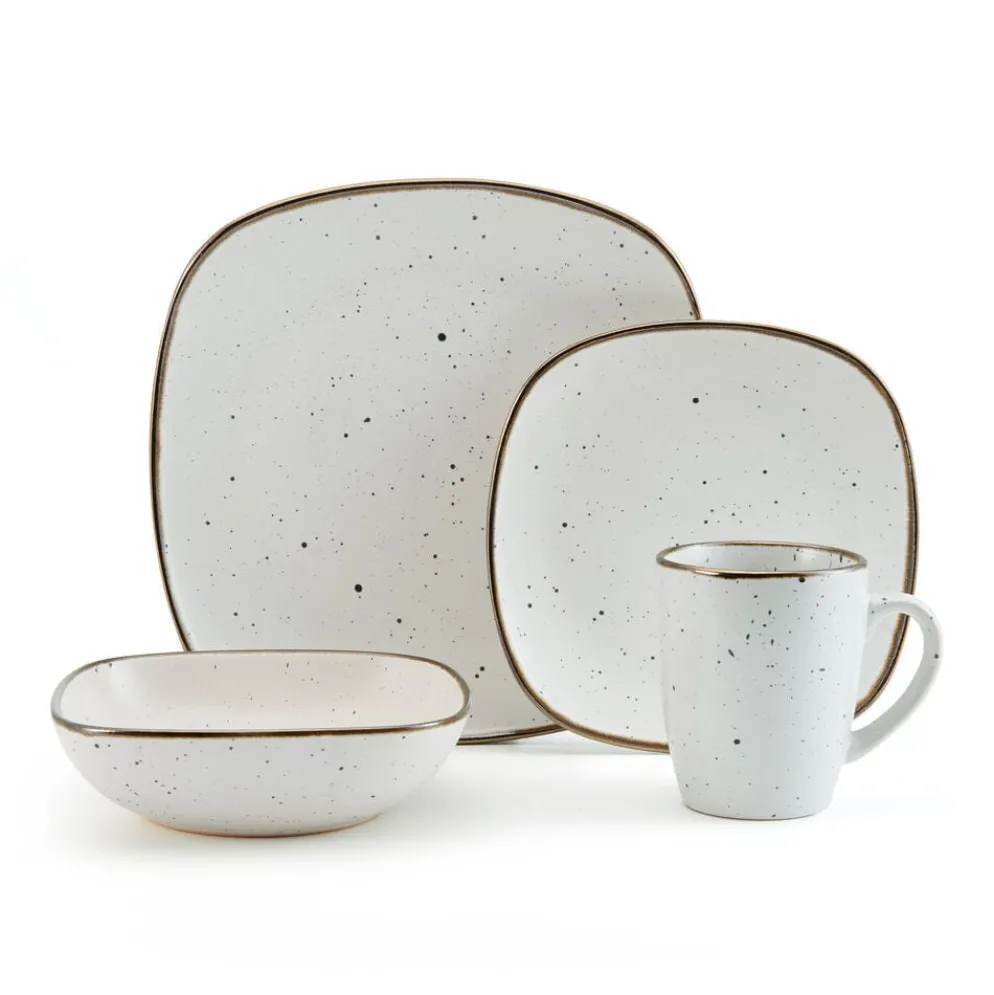 Decker White 16 Piece Dinnerware Set, Service for 4