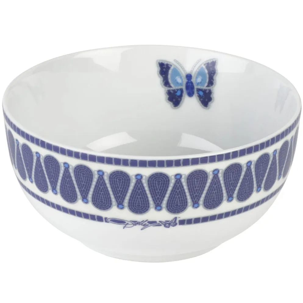 Dolly Parton Mosaic Blue Butterfly 12 Piece Dinnerware Set Service for 4