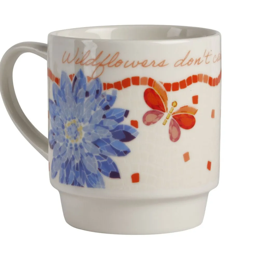 Dolly Parton Mosaic Floral Set of 4 Mugs with Rack
