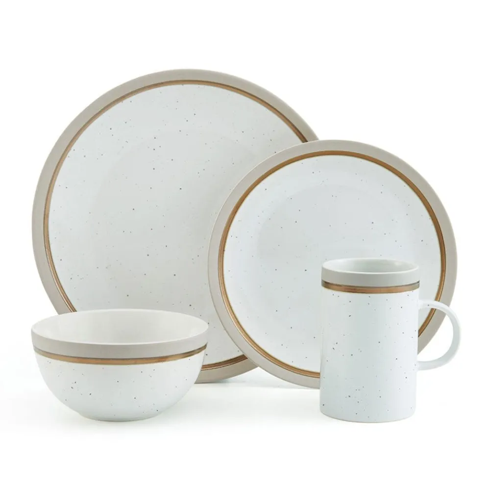 Ezra Taupe 16 Piece Dinnerware Set, Service for 4