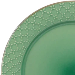 French Lace Set of 4 Green Dinner Plates