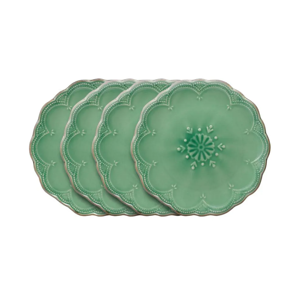 French Lace Set of 4 Green Salad Plates