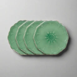 French Lace Set of 4 Green Salad Plates