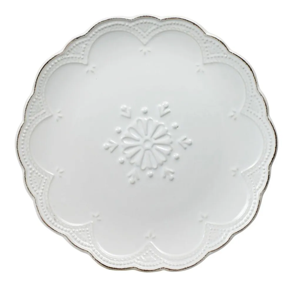French Lace Set of 4 White Salad Plates