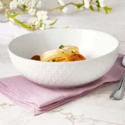 French Lace White Individual Pasta Bowl