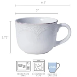 French Lace White Jumbo Soup Mug