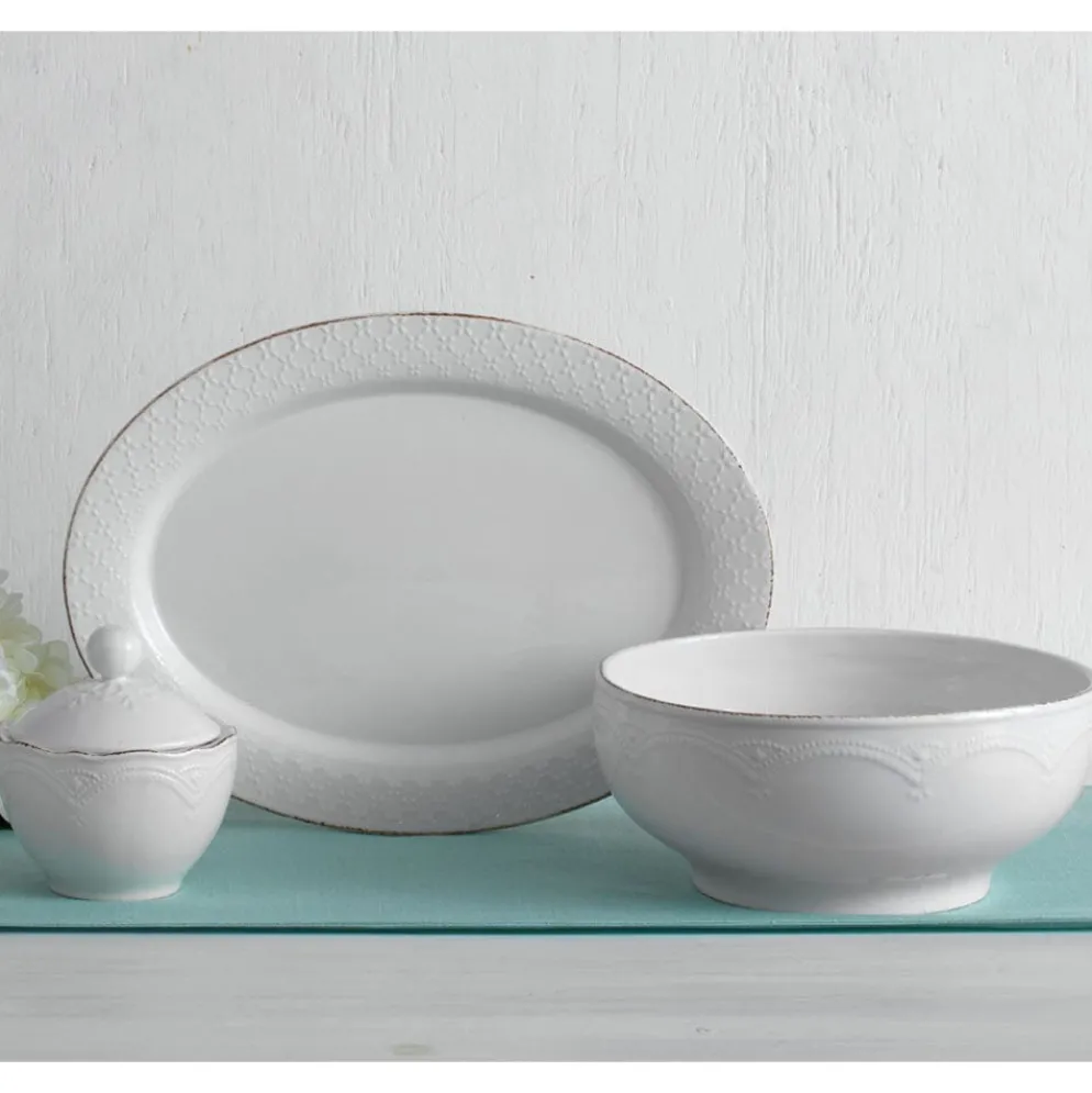 French Lace White Serve Bowl