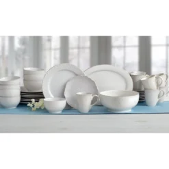 French Lace White Service for 8 with Serveware
