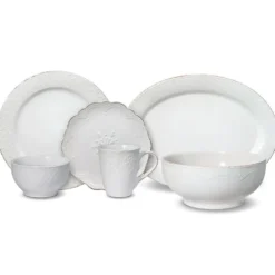 French Lace White Service for 8 with Serveware